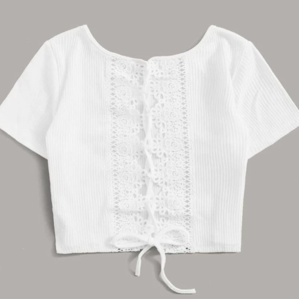 Crochet lace up tee